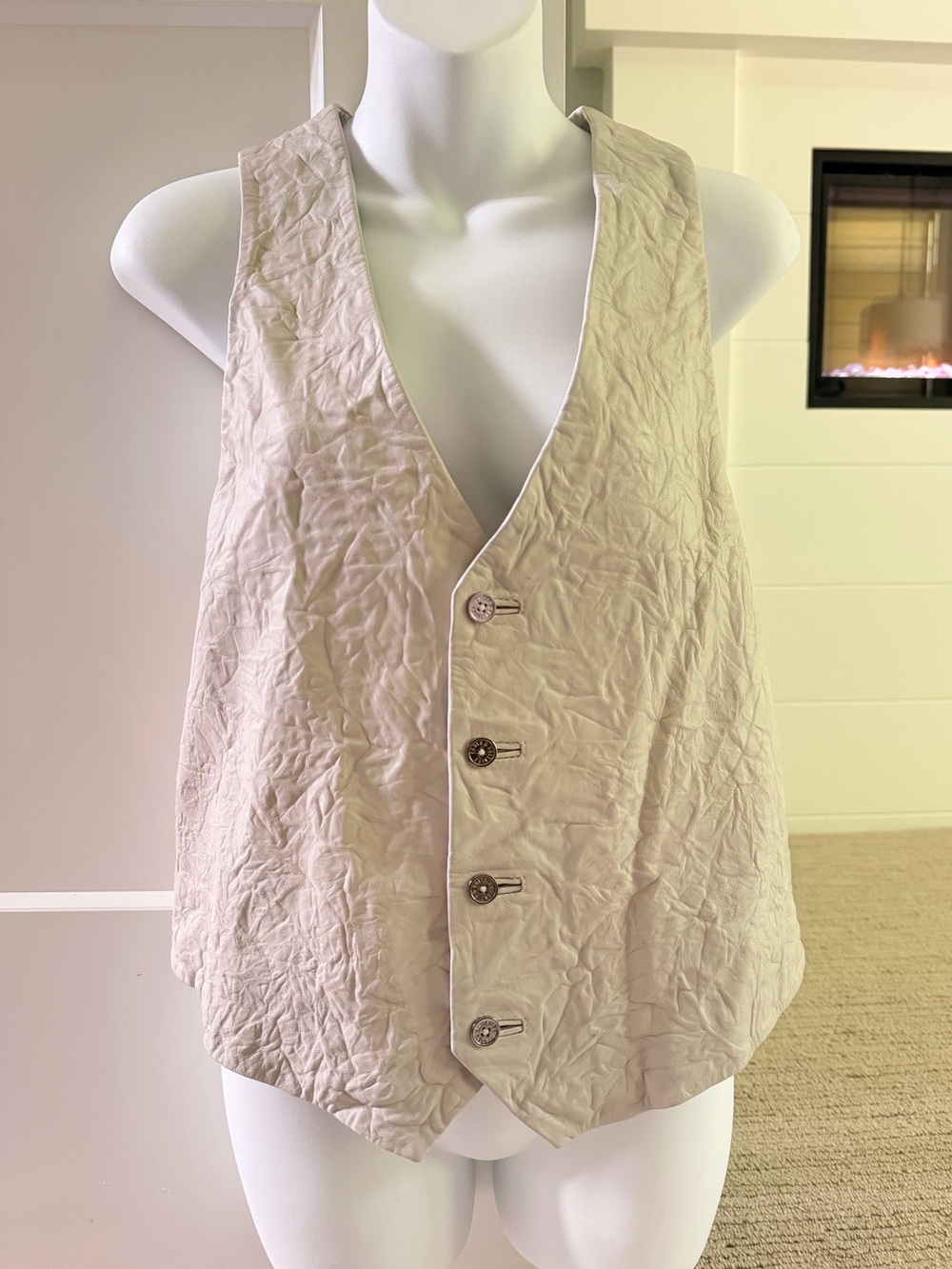 ZADIG & VOLTAIRE Cool Girl Taupe Crinkle Leather Vest Sz 38/S NWT $500!!